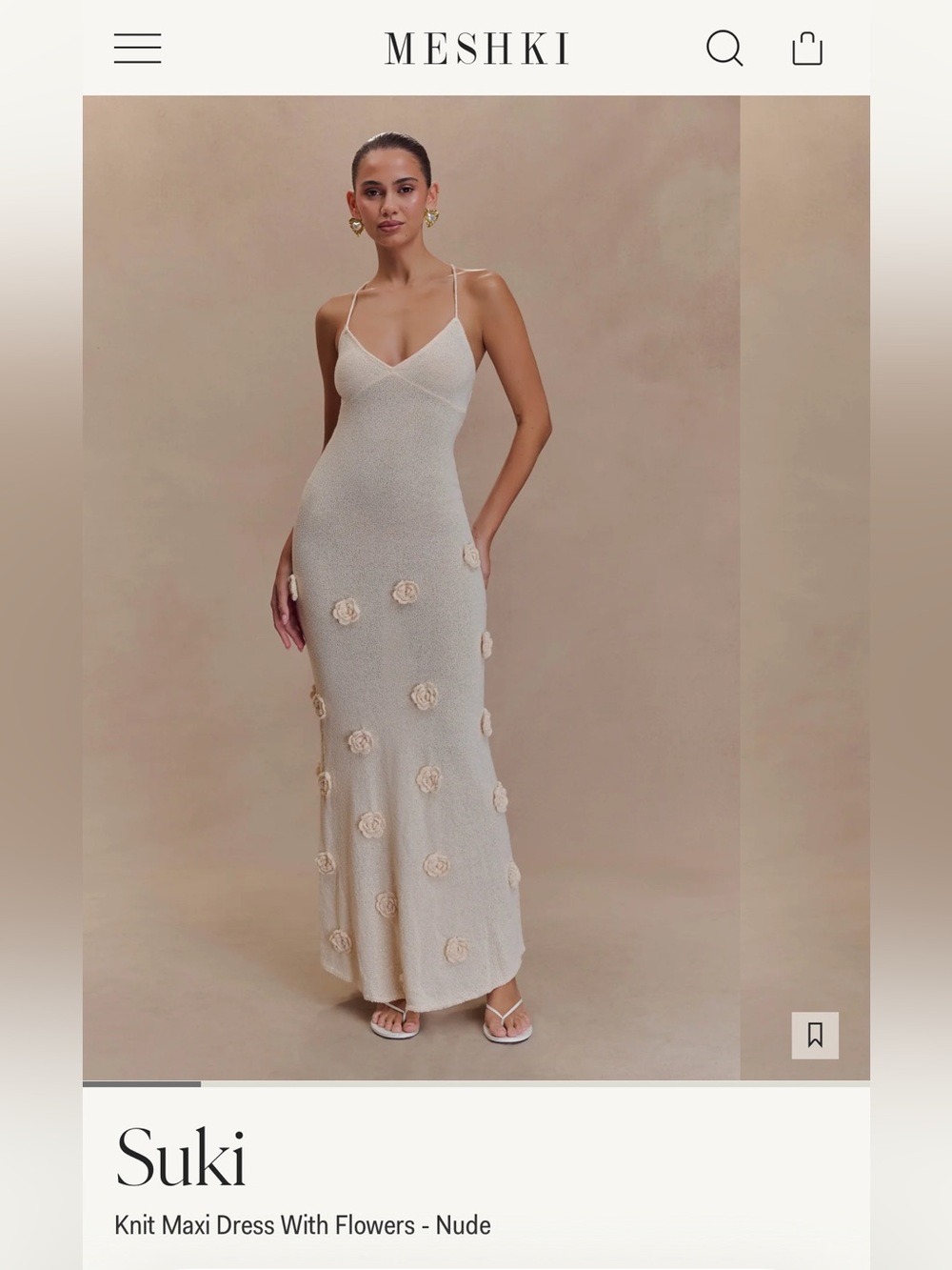 Meshki Suki Knit Maxi Dress — Nude